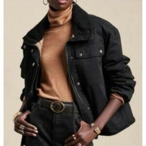 Banana Republic Black Crop Women’s Varsity Bomber Jacket - 2024